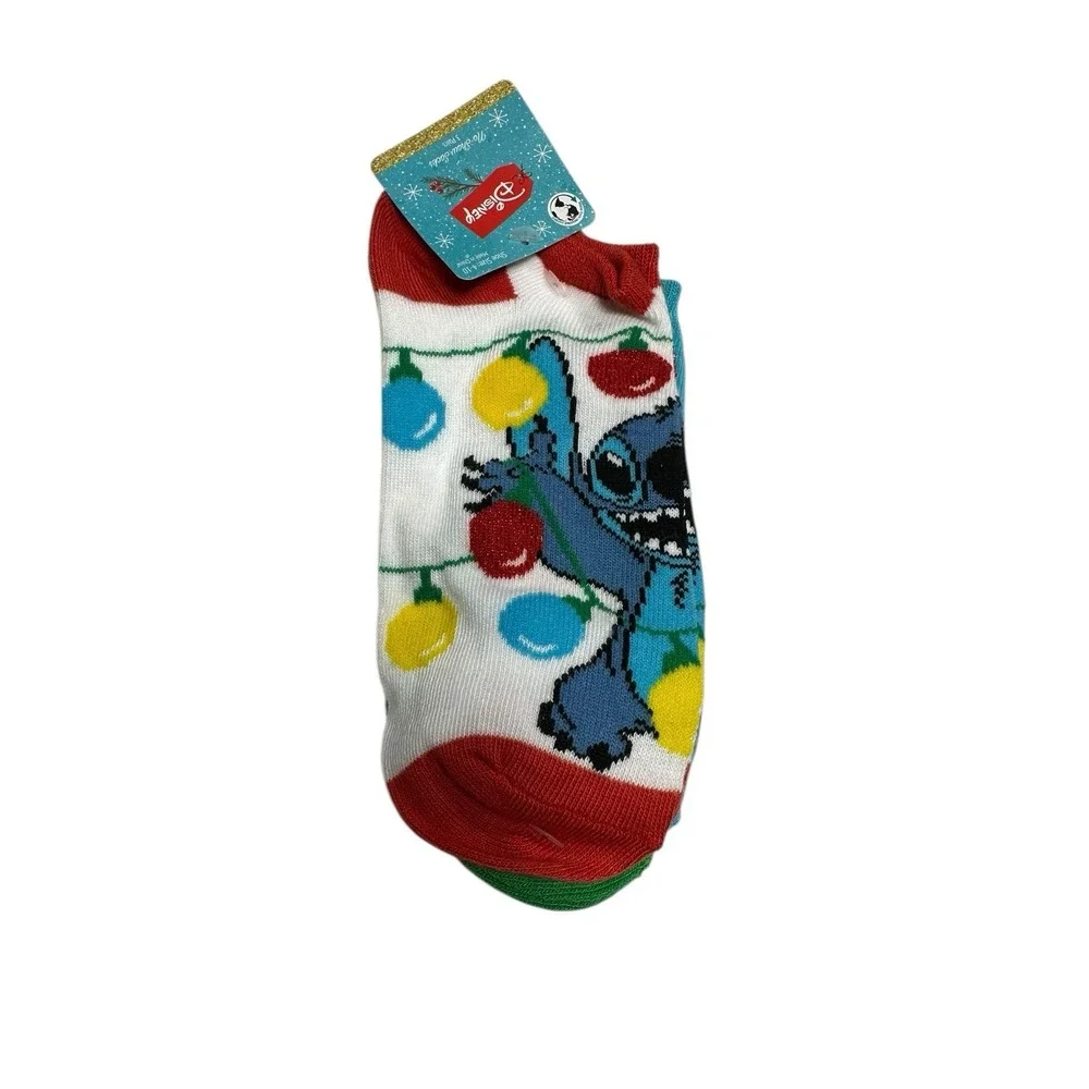 disney‎ stitch womens no show ankle socks 3 pairs christmas size 4-10
